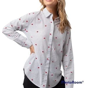 Rails "Taylor Flocked Kisses" Lip Print Button Up. Size XS.